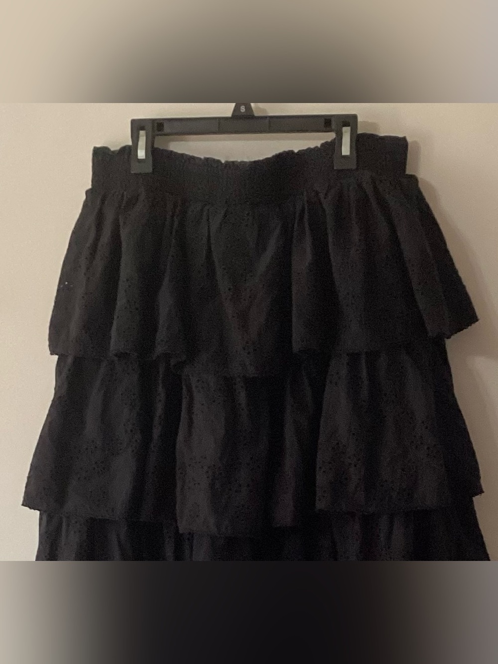 Hill House The Eyelet Noemi Skirt - Long Black Ruffle Skirt - Size XXL- Cotton - Picture 7 of 10